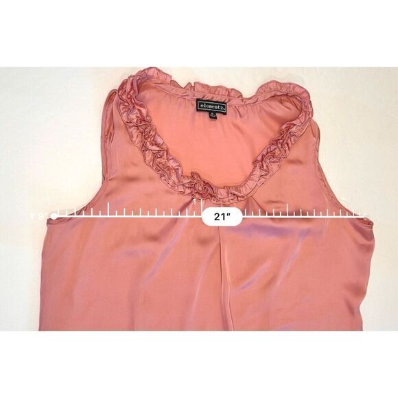 2/$20 Elementz Rose Ruffled Vneck Sleeveless Blouse sz XL Modern Flowy Top - Picture 5 of 9